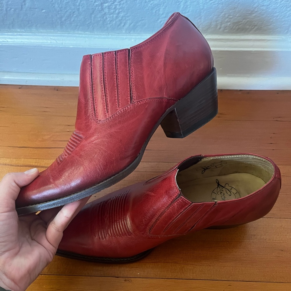 Vintage Lucchese 1883 Women's Red Ankle Booties Sz 9 1/2B Style I 6268